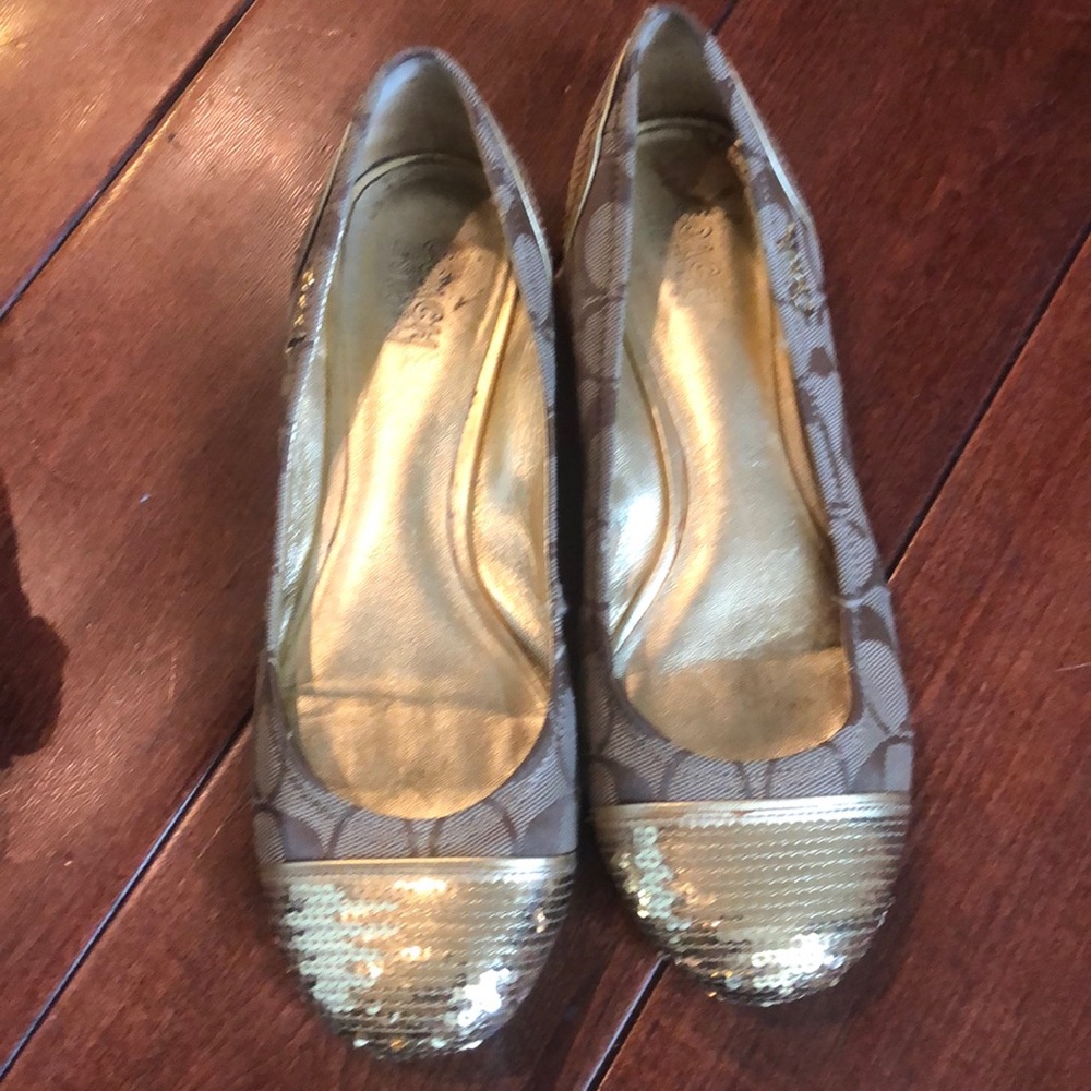 Coach Gold Flats